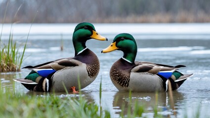 Lake Scene Featuring Freeranging Mallard