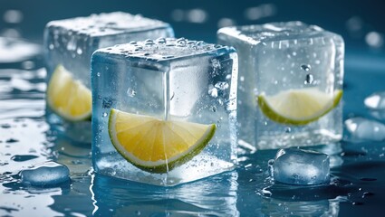 Frozen water pieces for beverages