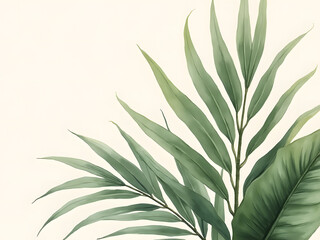 Obraz premium Elegant Green Leaves on Minimal Natural Background