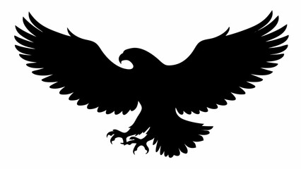 Obraz premium Silhouette of an eagle with outstretched wings and sharp talons against a white background design art