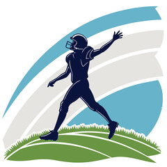 Silhouette of a running soccer player with a ball for a fun team game