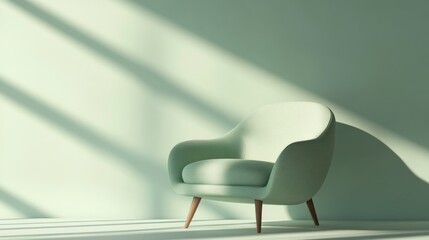 Light patterns on a cozy green armchair in a room