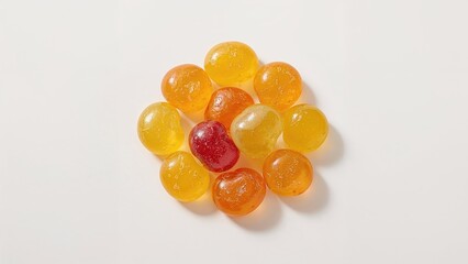 Colorful jelly bean treats set against a clean white backdrop