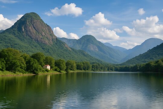 Gundaru Dam's picturesque setting with Lake Mountain View backdrop