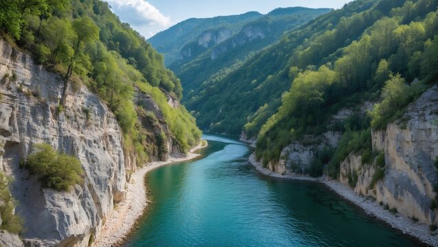 Scenic gorge with entrenched curves in a 100-meter-deep valley, serving as a sanctuary for large bird species