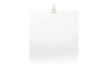 Blank white paper attached with a clip isolated on transparent background