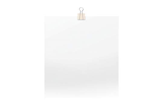 Blank white paper attached with a clip isolated on transparent background