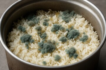 Contaminated rice stored in a pot