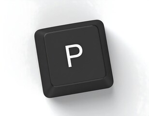 Isolated keyboard key with the letter P representing technology and computing