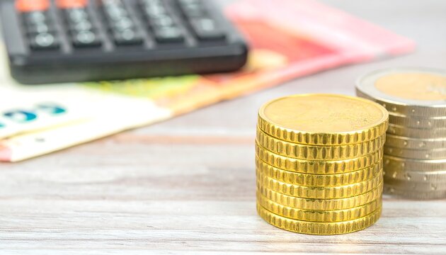 Coins and banknotes on a table