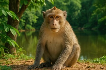 Naklejka premium Wild primate navigating through the trees