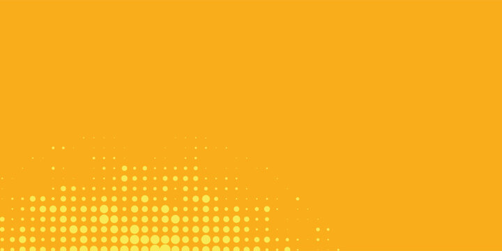 Yellow halftone pattern. Retro comic gradient background. Bright orange pixelated dotted texture overlay. Cartoon pop art faded gradient pattern.