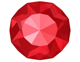 Isolated ruby gemstone with geometric facets and vibrant red coloring on white