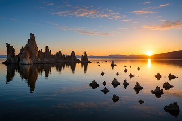 Naklejka premium Exploring a Salt-Rich Lake Adjacent to a Renowned Natural Reserve