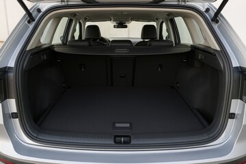 Interior view of a compact SUV showcasing an ample open trunk space