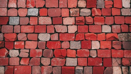 Red-hued natural stone for paving floors, walls, or pathways. Rustic fencing, patio, backyard, or roadway surface materials.