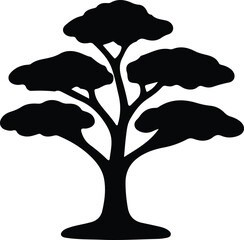 Vector Illustrator Deciduous Tree Black Simple Artistic Design Silhouette