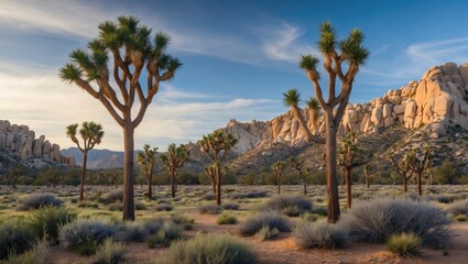 Breathtaking Landscape of a Desert Wilderness Area Featuring Iconic Trees and Natural Features