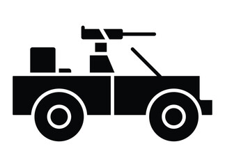 Fototapeta premium Black Silhouette of Military Vehicle with Gun Mounted on Top