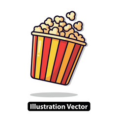 Cartoon Popcorn Box Striped Container Filled with Delicious Popped Kernels for Movie Night