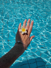 woman legs in pool