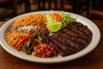 Authentic Mexican Dish with Charcoal-Grilled Beef in a Dining Establishment