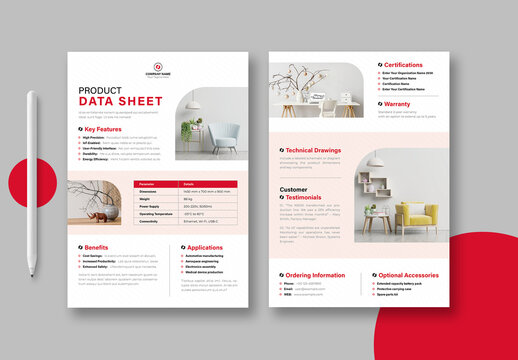 Product Data Sheet Template Layout