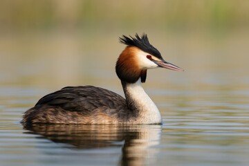 Fototapeta premium Graceful Aquatic Bird with a Distinguished Crest