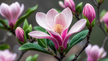 Fototapeta premium Bright Pink Flower Bud of a Large Magnolia