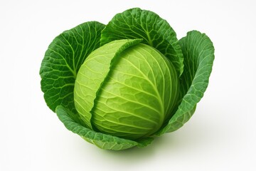 Fototapeta premium White background featuring a green cabbage