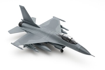 Isolated fighter aircraft model set against a white background
