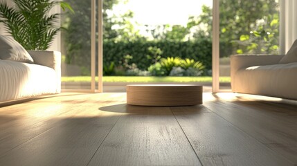 Fototapeta premium Sunlit modern living room with greenery