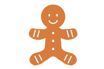 Cute Gingerbread Man Cookie Illustration for Christmas
