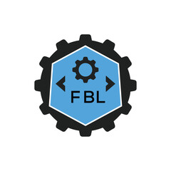 FBL Industrial Gear Logo Design – Engineering, Mechanical, and Construction Branding Icon. FBL Letter Logo.

