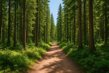 Fototapeta premium A picturesque trail nestled among high-reaching trees