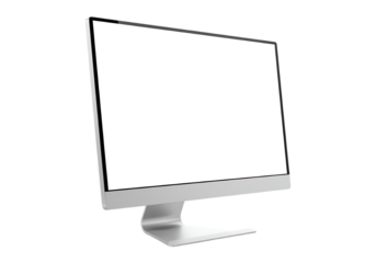 Modern silver computer monitor isolated on transparent background