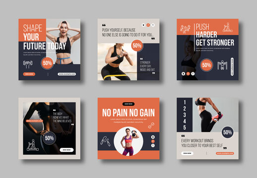 Fitness Gym Social Media Post Template Layout