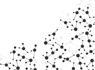 Science background with connecting dots and lines,grey molecules on white