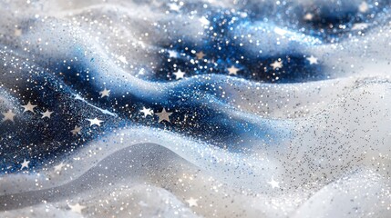 silver and blue star effects that sparkle elegantly on a white background