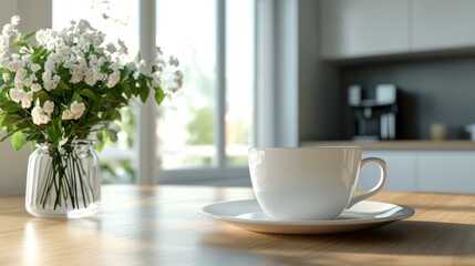 Obraz premium Cozy morning with coffee and flowers