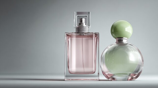 Design of two perfume bottles with an aesthetic and modern appearance