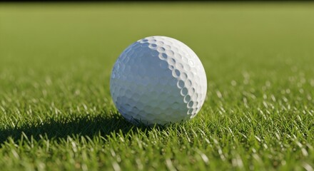 Obraz premium Golf ball resting on vibrant green grass