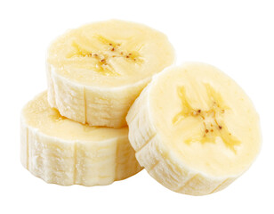 Icy Banana Halves with Shimmering Frost, Angled Side View, isolated