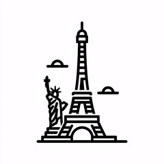 Obraz premium A minimalist landmark icon, representing iconic global travel destinations, perfect for travel marketing materials and brochures.
