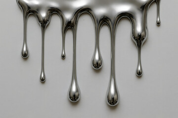 Liquid Metallic Mercury: A captivating macro shot presents the unique fluidity of metallic mercury, with glistening droplets and dynamic forms suggesting its mysterious and volatile nature.