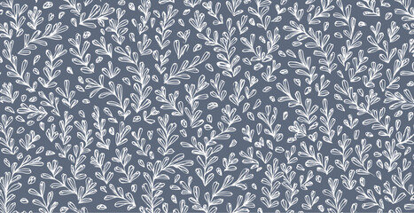 Obraz premium Botanical, spring inspired pattern in pastel tones, hand drawn vector background