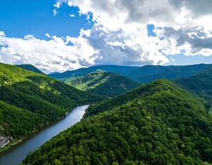Lush valley with a winding river