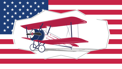 American Flag Airplane A Patriotic Illustration of Vintage Flight and National Pride