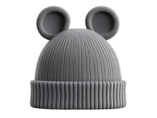 Cozy grey knitted beanie with cute bear ears perfect for winter fashion and playful style