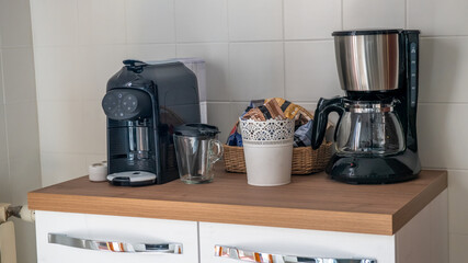 Contemporary home coffee machine with advanced brewing technology